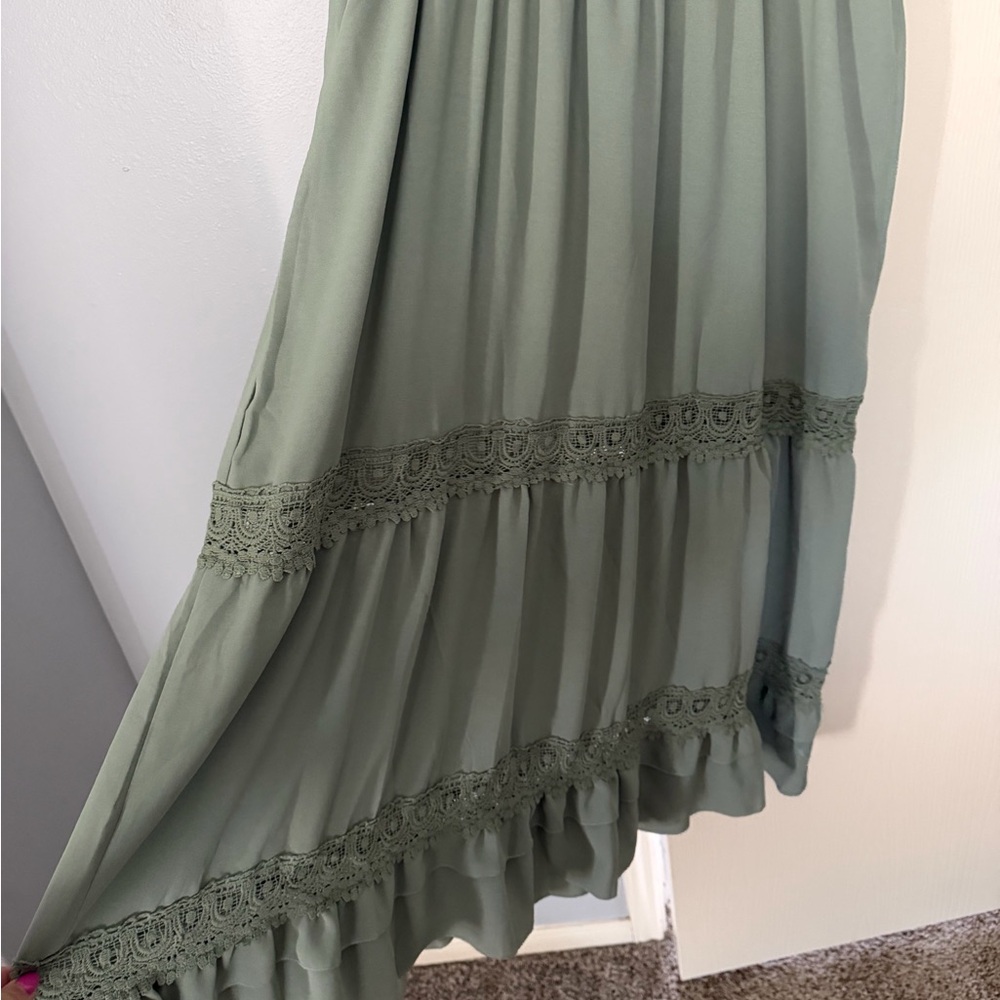 BloomChic Sage Green Lace Maxi Dress - Picture 4 of 4